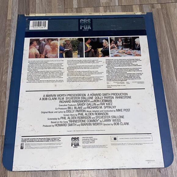Rhinestone CED Laser Disk Dolly Parton  Sylvester Stallone 80s Not Tested RARE - Picture 2 of 7